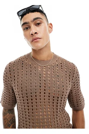 ASOS – Locker geschnittenes T-Shirt aus Pointelle-Strick in
