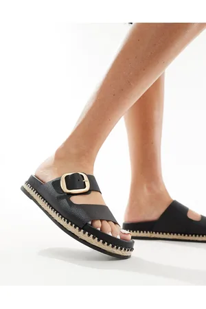 Schuh – Tish – Espadrilles-Slider aus Leder in mit zwei Schnallen
