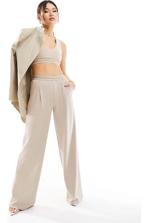 ASOS – Weite Hose in Steinbeige mit elastischem Bund, Kombiteil