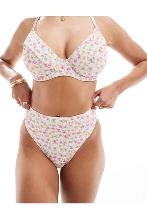 Peek & Beau – Größere Brust – Bikinihose mit hohem Bund und Blümchenmuster