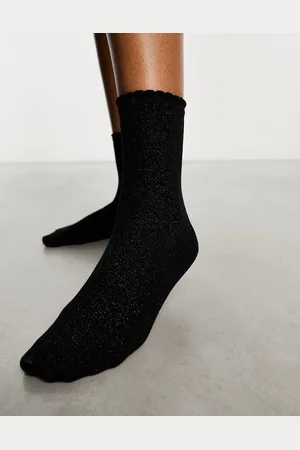 Pieces® – Glitzernde, schwarze Socken