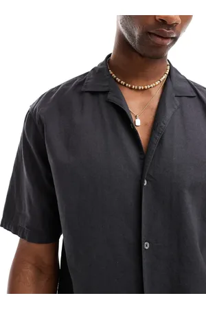 Pull&Bear – Hemd in Leinenoptik in mit Reverskragen