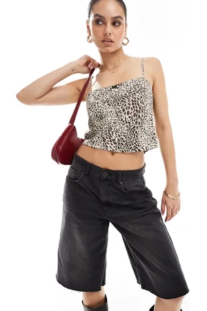 Pull&Bear – Camisole mit Leopardenmuster und Schleife vorn