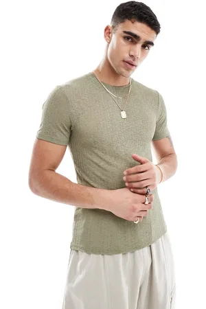 ASOS – Strukturiertes Muskelshirt in transparentem Khaki