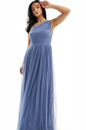 ANAYA – Bridesmaid – Maxi-Brautjungfernkleid aus blauem Tüll mit One-Shoulder-Träger