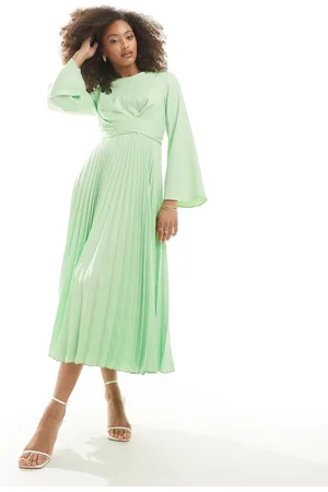 Closet – Plissiertes Midikleid in Minzgrün