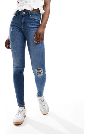 ONLY – Skinny-Jeans in Mittelblau mit Push-up-Effekt