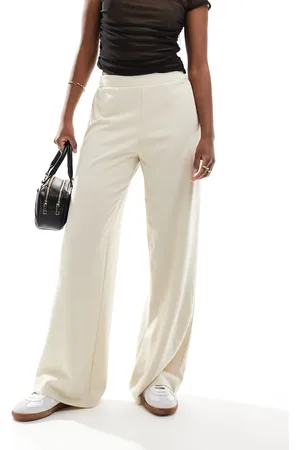 Noisy May – Hose in Steinbeige mit weitem Bein und elastischem Bund
