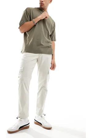 ASOS – Schmal zulaufende Cargo-Hose in Steingrau