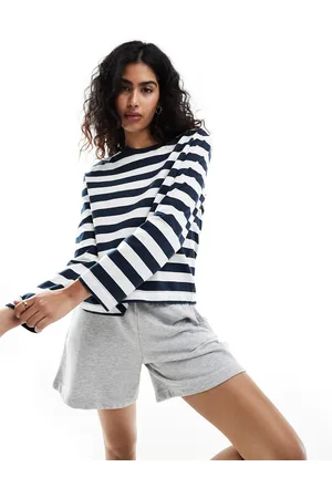 SELECTED Femme – Langärmliges Boxy Fit Shirt in mit Streifen