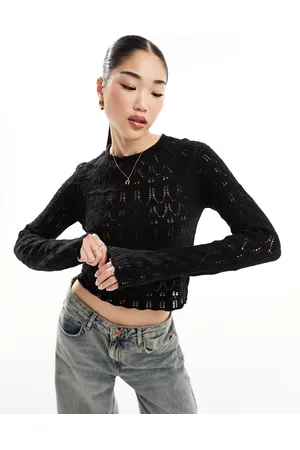 VERO MODA – Langärmliges Häkeloberteil in