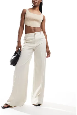 Pull&Bear – Elegante Hose in gebrochenem mit weitem Schnitt