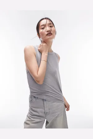 Topshop – Weiches Tanktop in Salbeigrün mit lockerem Schnitt