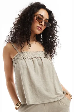 JDY – Camisole in Beige mit gesmoktem Detail, Kombiteil