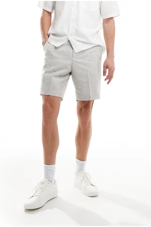 River Island – Elegante, strukturierte Shorts in Hellgrau