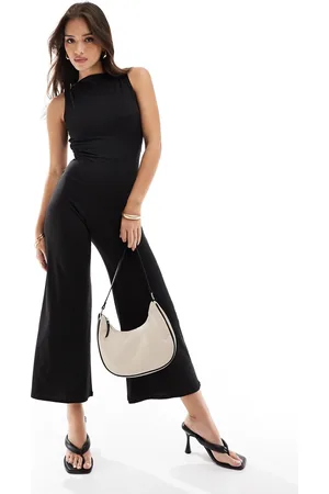 ASOS – Culotte-Jumpsuit in mit Schlitzausschnitt und Rückenausschnitt mit Schnürung