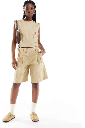 MANGO – Bermudashorts in Hellbraun, Kombiteil