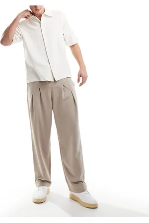 ASOS – Jogginghose in Beige mit weitem Schnitt und Bundfalten