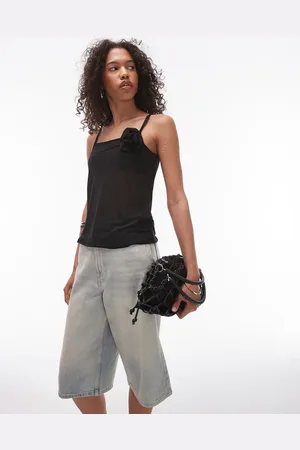 Topshop – Transparentes Camisole in mit Stoffblume