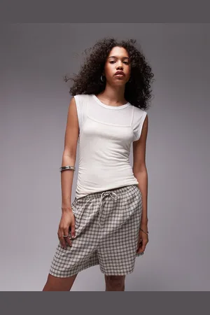 Topshop – Premium Basic – Transparentes, doppelagiges Tanktop in neutralen Farben