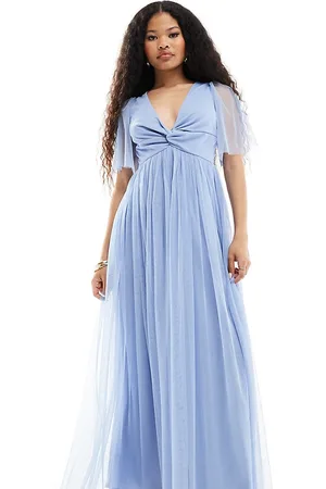 ANAYA – Maxikleid aus Tüll in Softblau mit Zierknoten