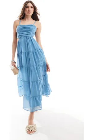 ANAYA – Gestuftes Midaxi-Camisole-Kleid in mit Bindeband hinten