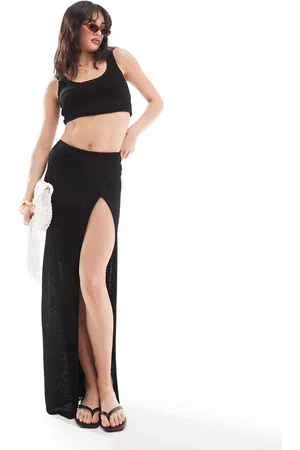 New Look – Maxi-Wickelrock aus Häkelware in