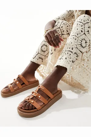 Aldo – Mariesoleil – Ledersandalen in Mittelbraun mit Fußbett