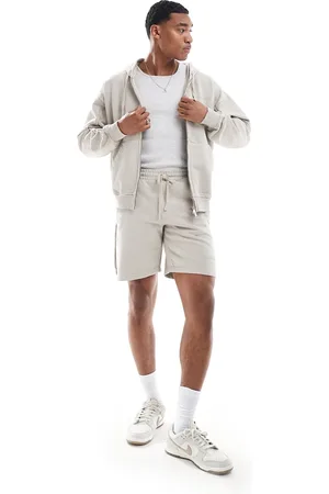 The Couture Club – Jersey-Shorts in Beige mit unversäuberten Nähten, Kombiteil