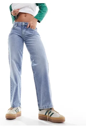 Cotton On Cotton On – Gerade geschnittene Denim-Jeans in ausgebleichter blauer Waschung mit niedrigem Bund