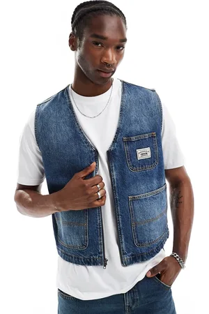 Guess – Jeansweste in verwaschenem Mittelblau