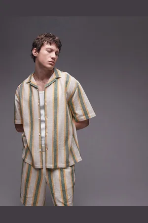 Topman – Kurzärmliges Häkel-Hemd mit buntem Streifenmuster, Kombiteil