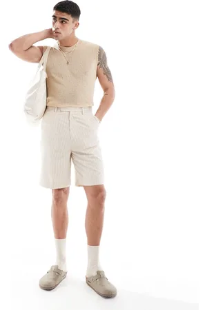 ASOS – Elegante Shorts mit strukturierten Streifen in Leinenoptik