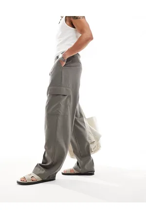 ASOS – Elegante Cargohose in mit Mikrostruktur und weitem Bein