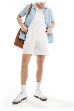 COLLUSION – Kurze Leinen-Strandshorts in Ecru