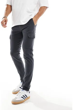 ASOS – Schmale Cargohose in Anthrazit
