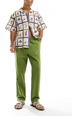 Native Youth – Hose aus khaki Leinenmix mit geradem Schnitt