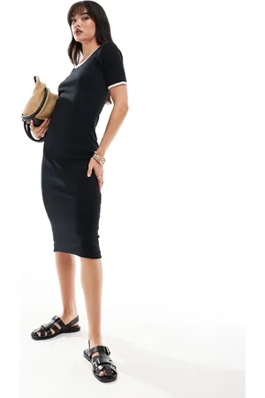 VERO MODA – Aware – Jersey-Midikleid in mit Kontrast-Abschlüssen