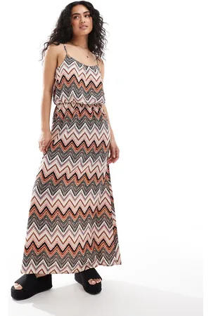 ONLY – Bedrucktes Maxi-Riemchenkleid in