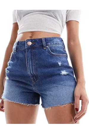 New Look – Mom-Jeansshorts in Mittelblau