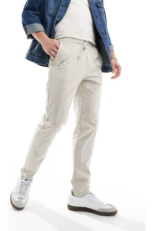 Only & Sons – Schmal zulaufende Schlupfhose in Beige