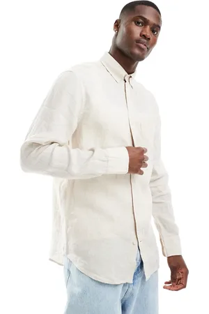 GANT – Hemd in Beige mit Hahnentrittmuster und Logo