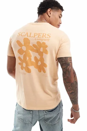 SCALPERS – T-Shirt in hellem Pfirsichrosa mit Blumenprint