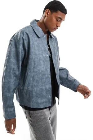 ASOS – Harrington-Jacke in Oversize-Passform in verwaschenem aus Kunstleder