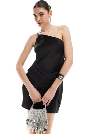 ASOS – Drapiertes Minikleid aus Satin in mit One-Shoulder-Träger