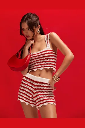 ASOS – gestreifte Häkel-Shorts, Kombiteil