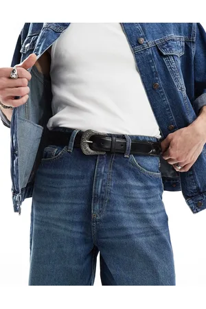 ASOS – Webgürtel aus Leder in mit Westernschnalle
