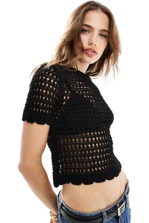 MANGO – T-Shirt in aus Häkelstrick