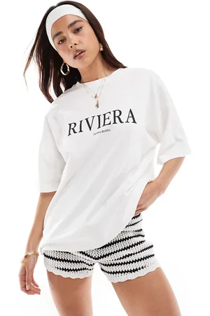 4th & Reckless – Strand-T-Shirt in gebrochenem mit „Riviera“-Print, Kombiteil