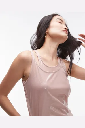 Topshop – Doppellagiges Metallic-Trägertop in
